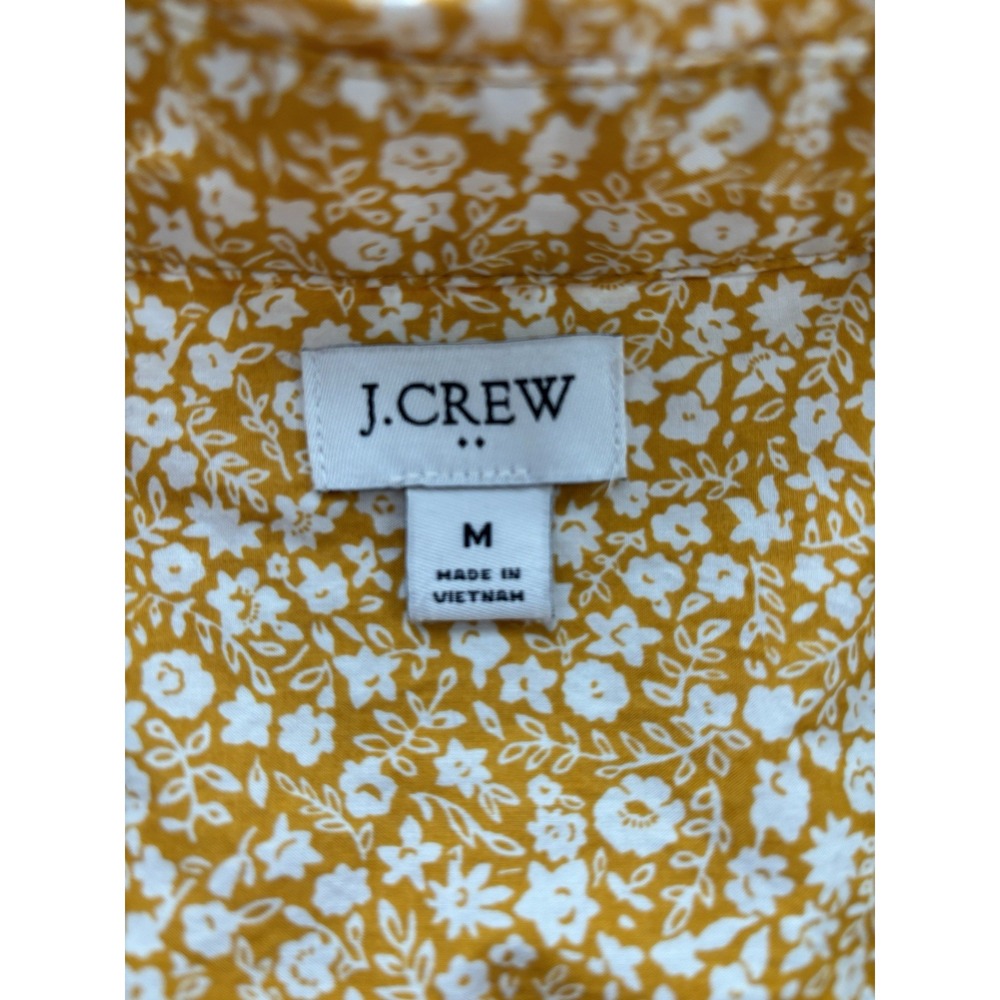 J‎ Crew Womens Size M Yellow White Floral Cotton Button Up Shirt Long Sleeve - Picture 3 of 8